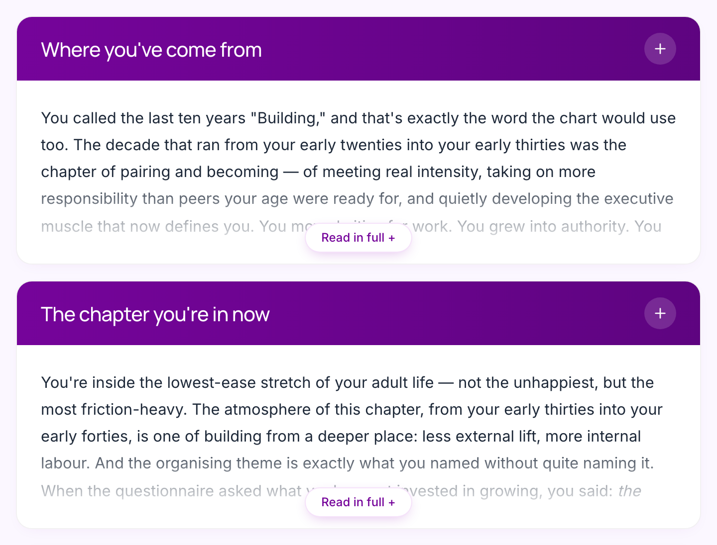 Your life, read back to you with specific guidance